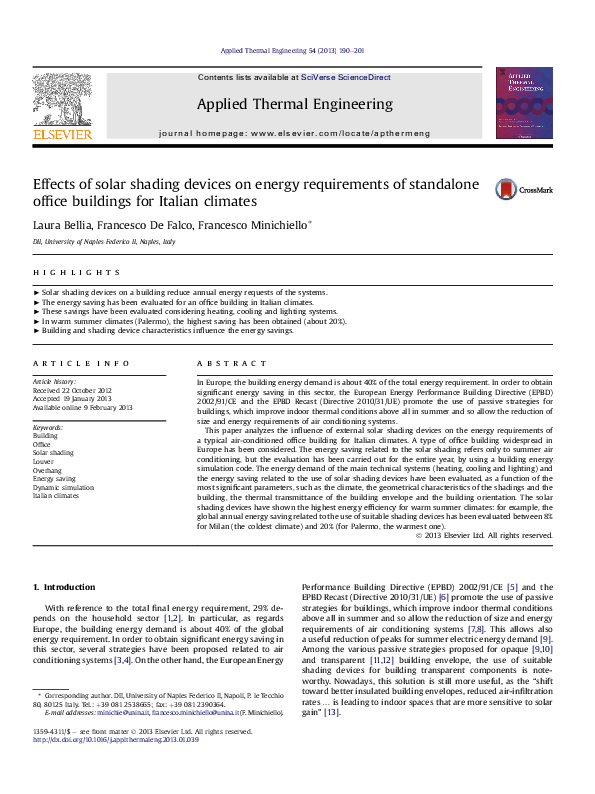 (PDF) Effects of solar shading devices on energy requirements of ...