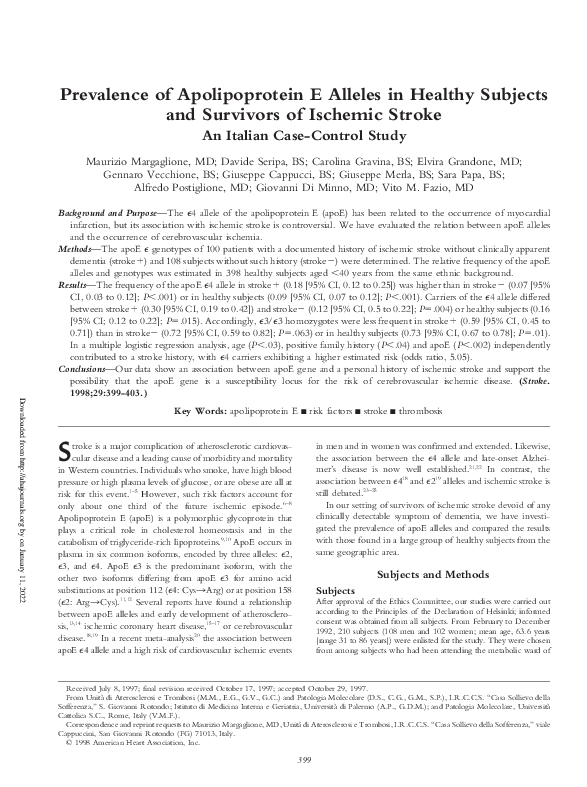 (PDF) An Italian CaseControl Study Alfredo Postiglione Academia.edu