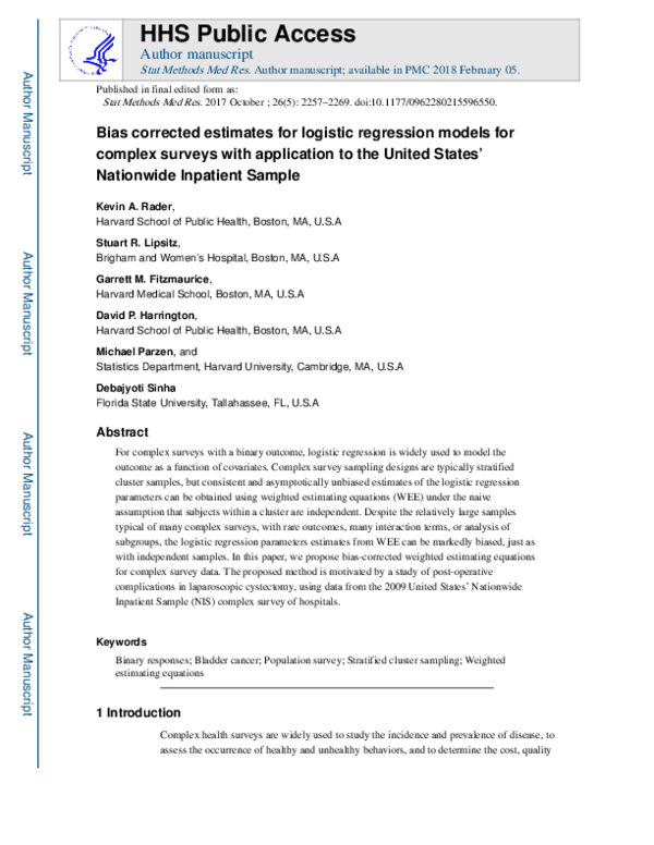 (PDF) Bias-corrected estimates for logistic regression models for ...