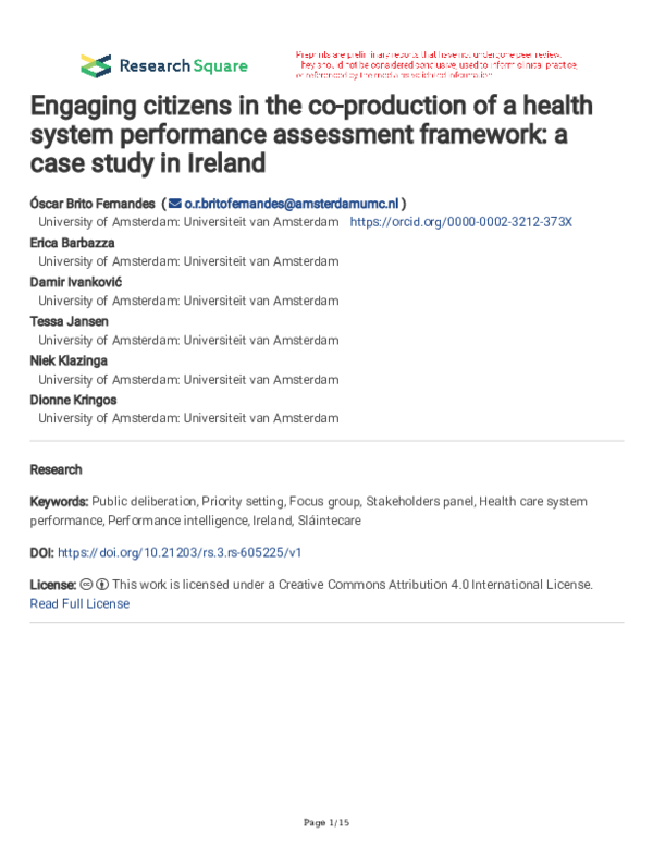(PDF) Engaging citizens in the co-production of a health system ...