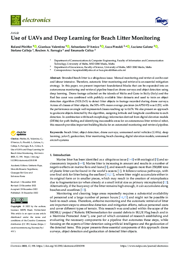 (PDF) Use of UAVs and Deep Learning for Beach Litter Monitoring