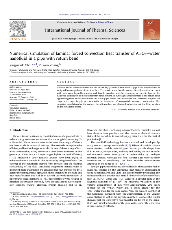 (PDF) Numerical simulation of laminar forced convection heat transfer ...