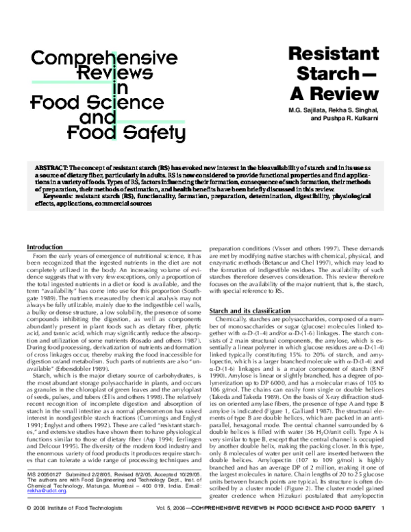 (PDF) Resistant Starch?A Review