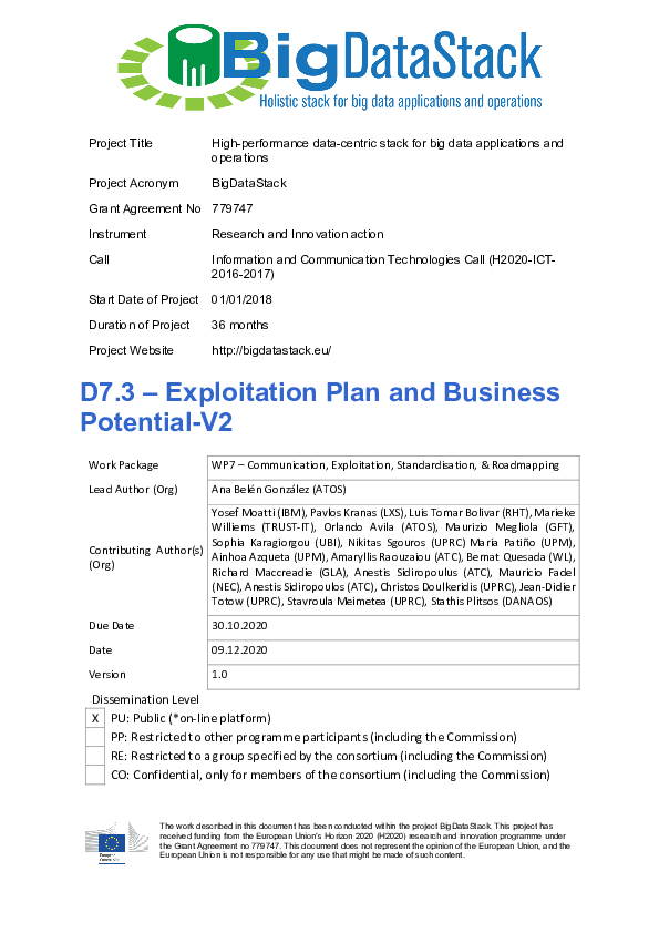 (PDF) D7.3 Exploitation Plan and Business PotentialV2 Yosef Moatti