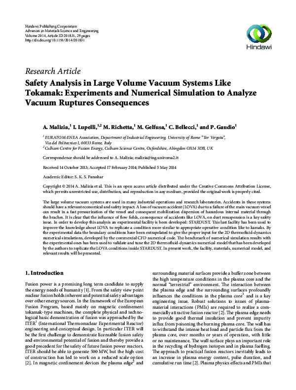  pdf safety analysis in large volume vacuum systems like tokamak