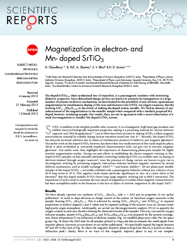 (PDF) Magnetization in electron- and Mn-doped SrTiO3