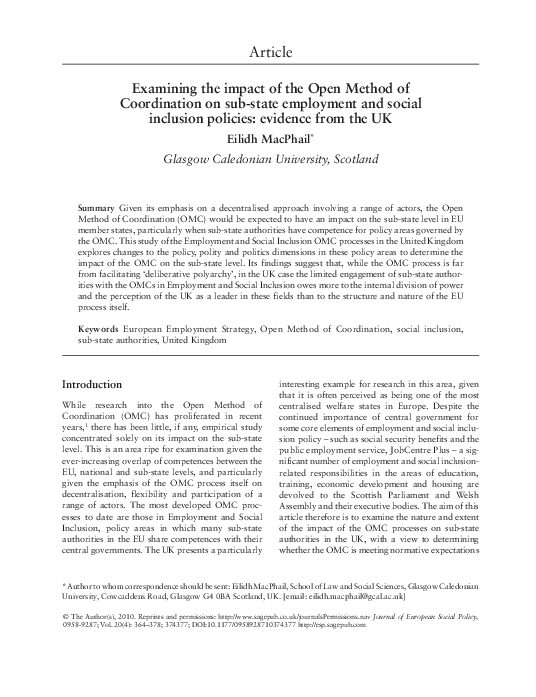 (PDF) Examining the impact of the Open Method of Coordination on sub ...