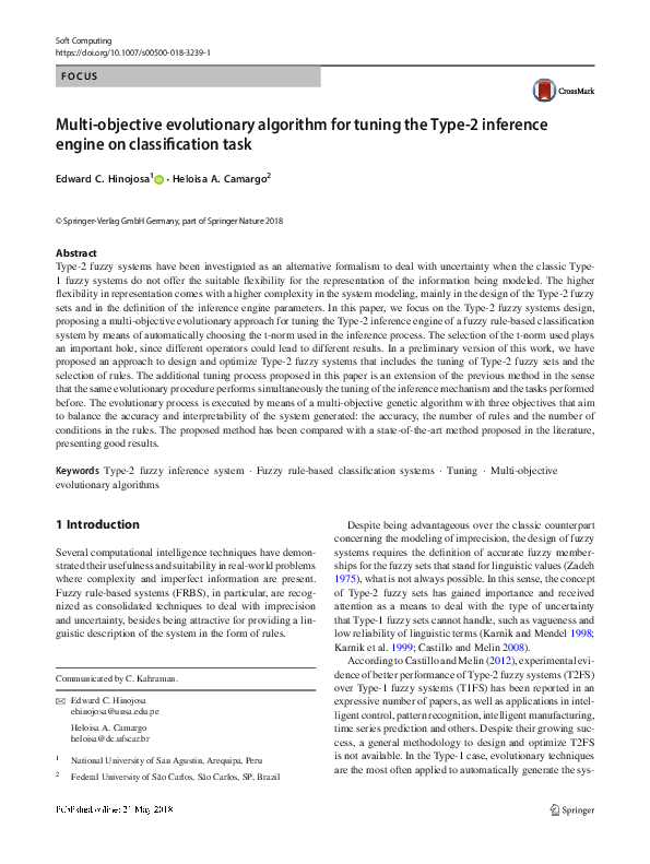(PDF) Multi-objective evolutionary algorithm for tuning the Type-2 ...