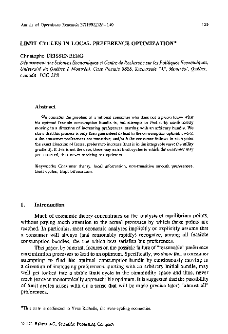 (PDF) Limit cycles in local preference optimization