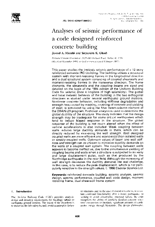 (PDF) Analyses of seismic performance of a code designed reinforced ...