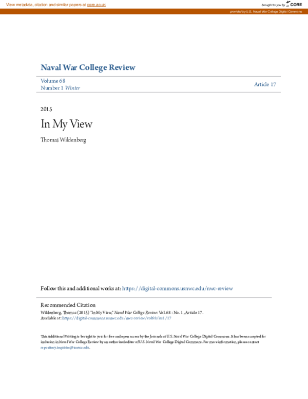 (PDF) In My View