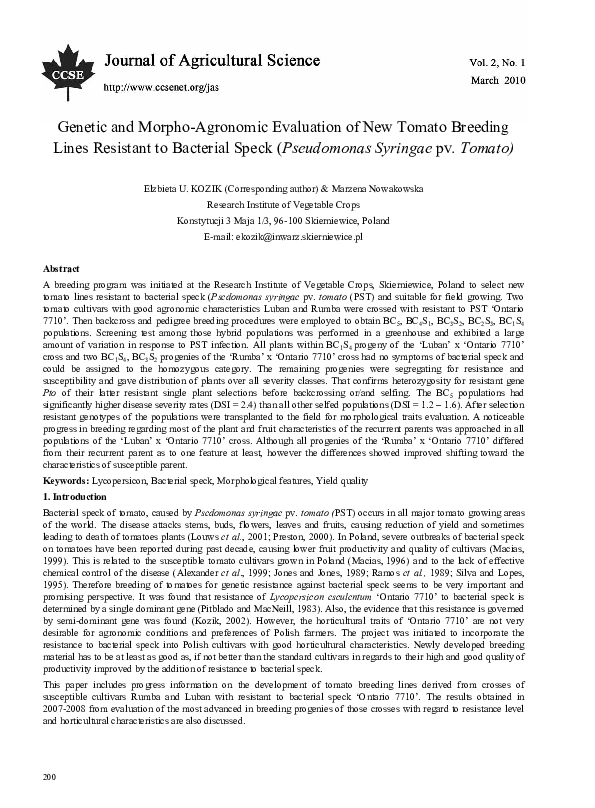 (PDF) Genetic and Morpho-Agronomic Evaluation of New Tomato Breeding ...