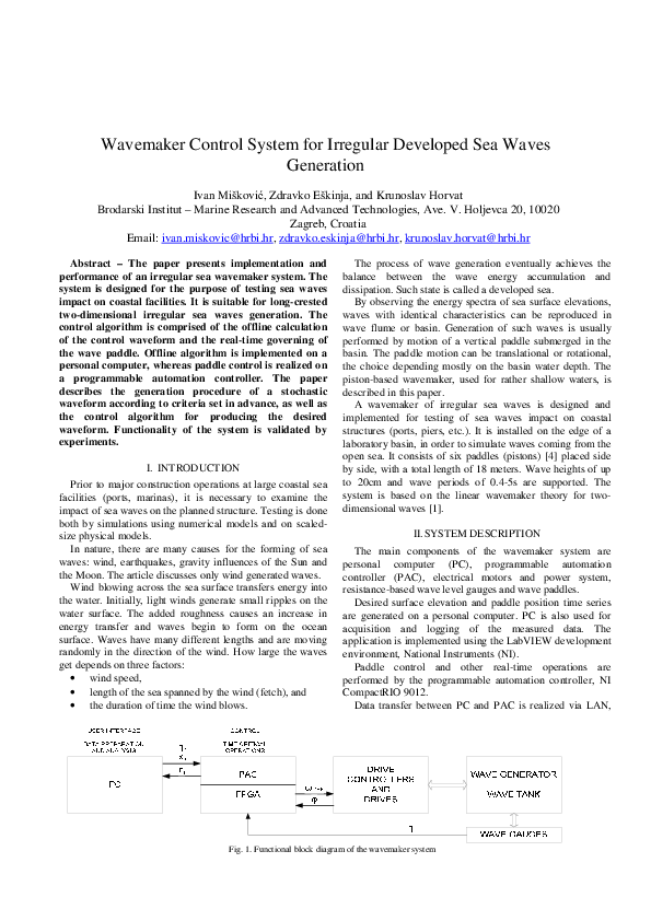 (PDF) Wavemaker control system for irregular developed sea waves generation