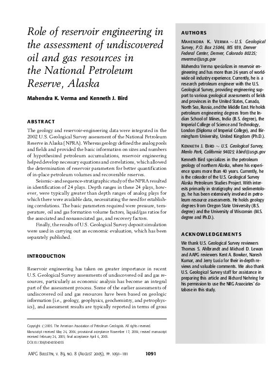 (PDF) Role of reservoir engineering in the assessment of undiscovered ...
