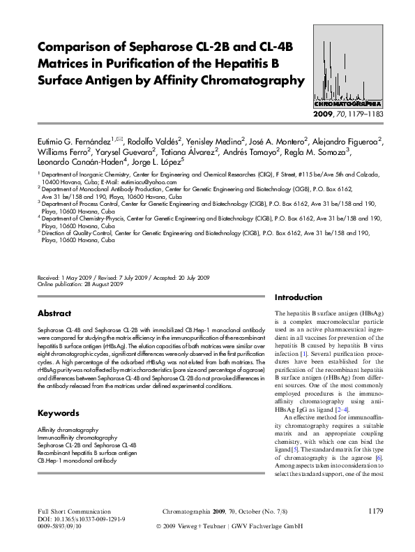 (PDF) Comparison of Sepharose CL-2B and CL-4B Matrices in Purification ...