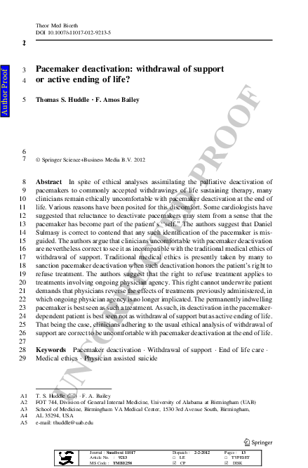 (PDF) Pacemaker deactivation: withdrawal of support or active ending of ...
