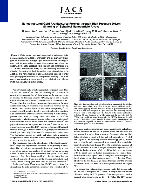 (PDF) Nanostructured Gold Architectures Formed through High Pressure ...