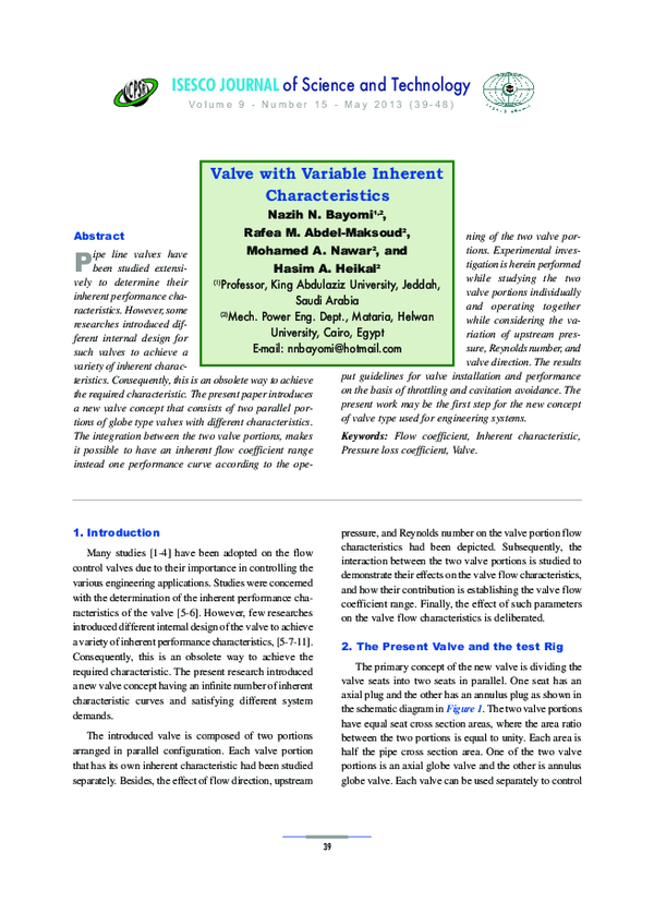 (PDF) Valve with Variable Inherent Characteristics