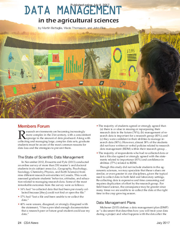 (PDF) Data Management in the agricultural sciences