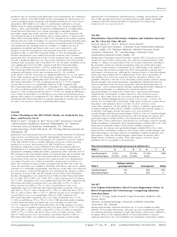 (PDF) Tu1366 Polyethylene Glycol Electrolyte Solution and Sedation Intervals Are We Clear for