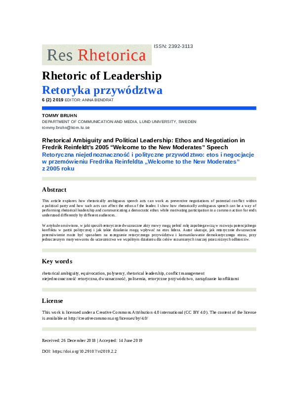 (PDF) Rhetoric of Leadership