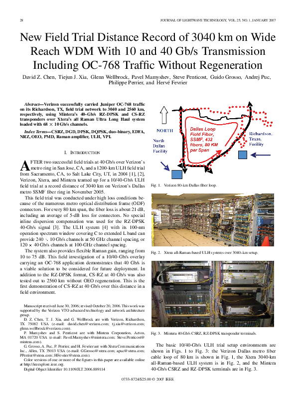 (PDF) New Field Trial Distance Record of 3040 km on Wide Reach WDM With ...