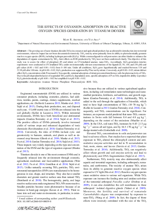 (PDF) The Effects of Oxyanion Adsorption on Reactive Oxygen Species ...