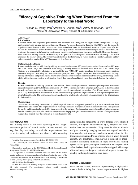(PDF) Efficacy of Cognitive Training When Translated From the ...