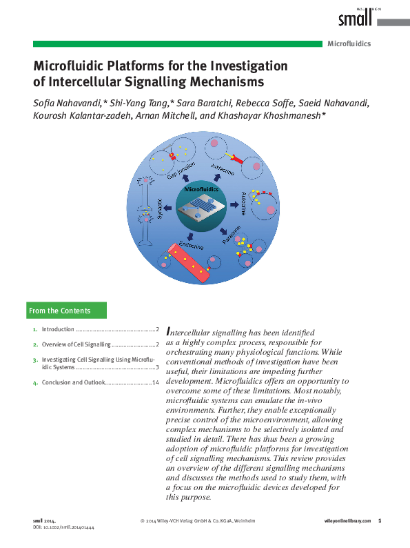 (PDF) Microfluidic Platforms for the Investigation of Intercellular ...