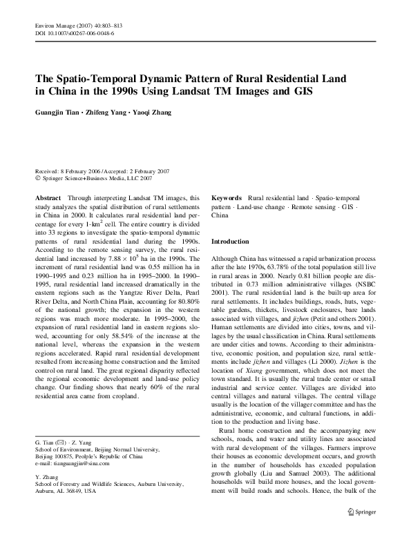 (PDF) The Spatio-Temporal Dynamic Pattern of Rural Residential Land in ...