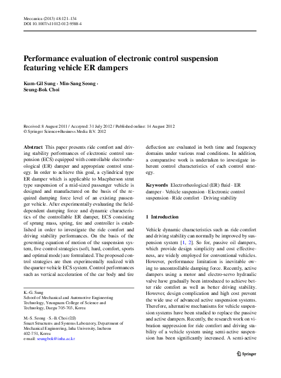 (PDF) Performance evaluation of electronic control suspension featuring