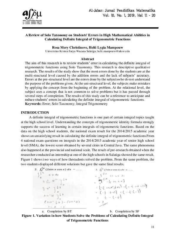 (PDF) A Review of Solo Taxonomy on Students’ Errors in High ...