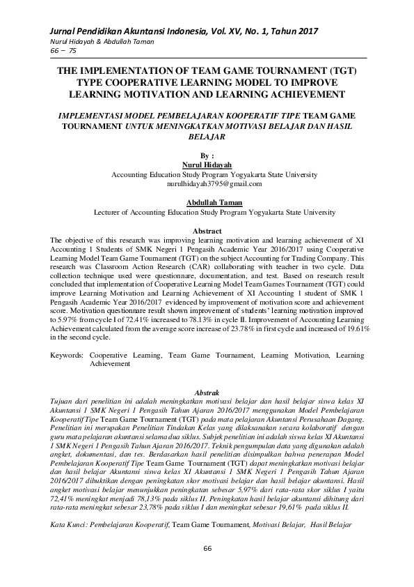 (PDF) The Implementation of Team Game Tournament (TGT) Type Cooperative ...