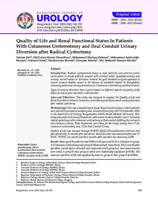 (PDF) Quality of Life and Renal Functional Status In Patients With ...