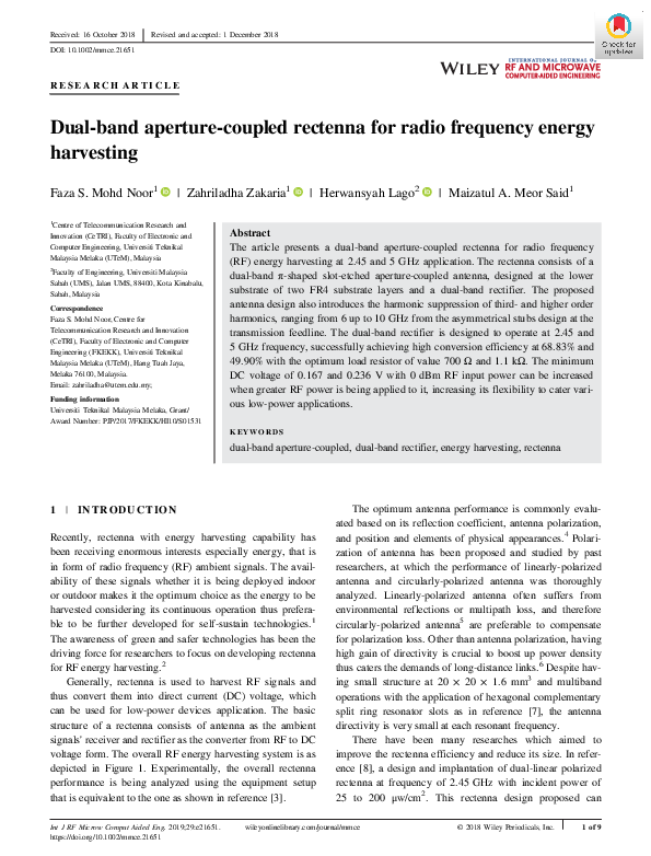 (PDF) Dual-band aperture-coupled rectenna for radio frequency energy ...