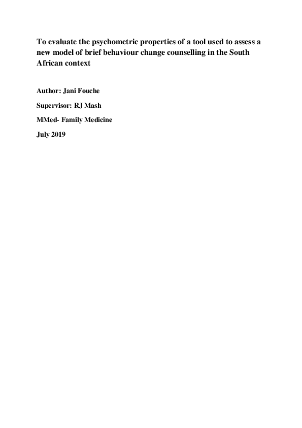 (PDF) To evaluate the psychometric properties of a tool used to assess ...