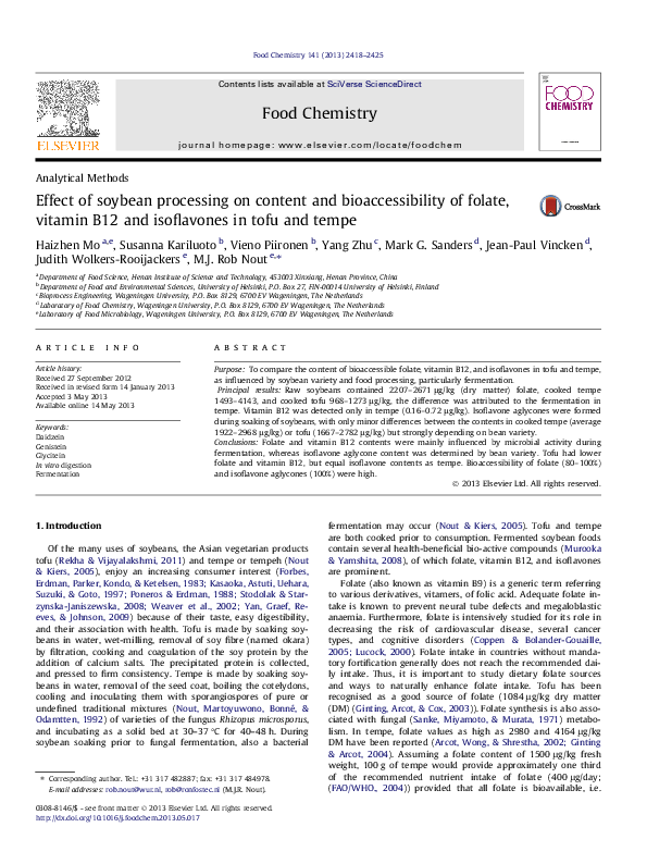 (PDF) Effect of soybean processing on content and bioaccessibility of ...