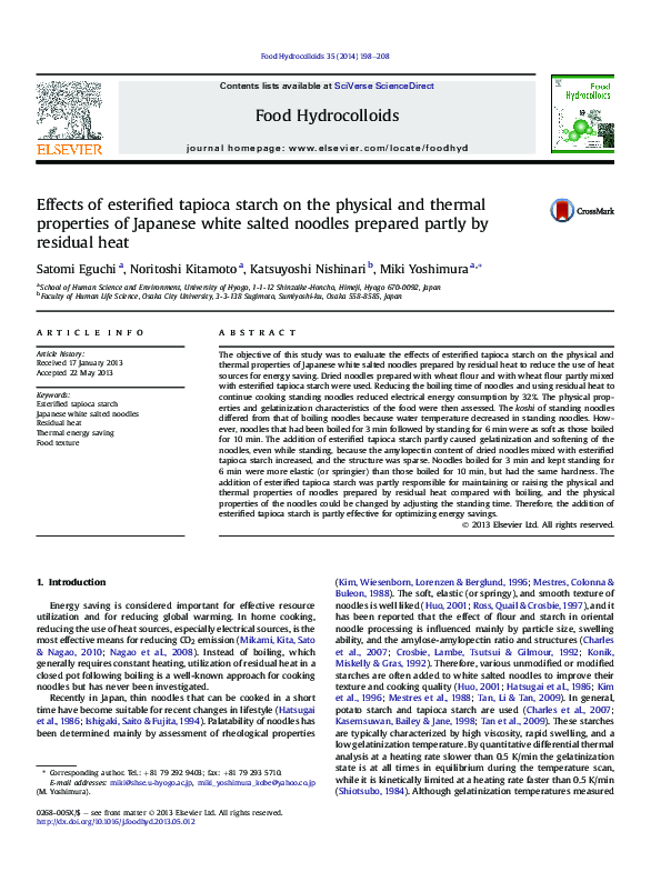 (PDF) Effects of esterified tapioca starch on the physical and thermal ...