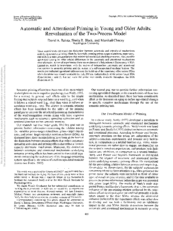 (PDF) Automatic and attentional priming in young and older adults ...