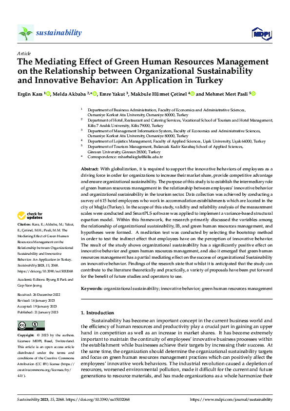 (PDF) The Mediating Effect of Green Human Resources Management on the ...