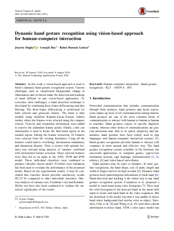 (PDF) Dynamic hand gesture recognition using vision-based approach for ...