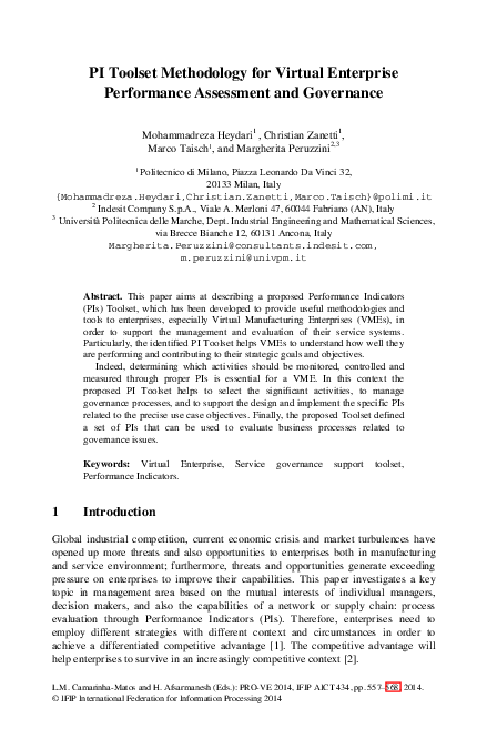(PDF) PI Toolset Methodology for Virtual Enterprise Performance ...