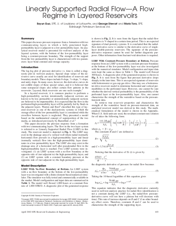 (PDF) Linearly Supported Radial Flow—A Flow Regime in Layered Reservoirs