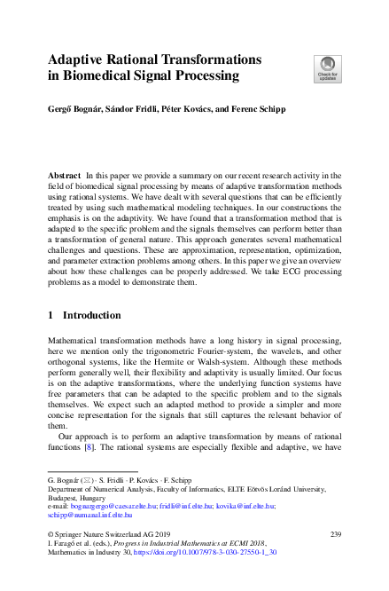 (PDF) Adaptive Rational Transformations in Biomedical Signal Processing