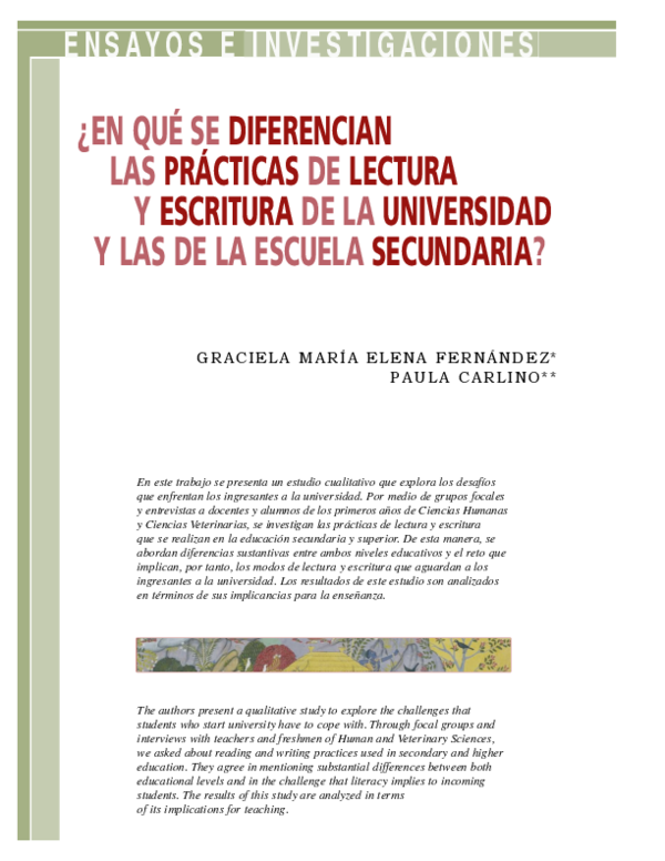 (PDF) En qué se diferencian las prácticas de lectura y escritura de la ...