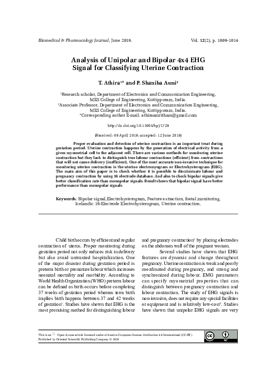 (PDF) Analysis of Unipolar and Bipolar 4x4 EHG Signal for Classifying ...