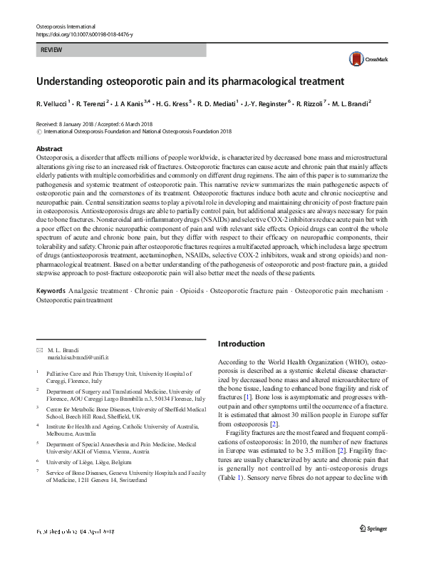 (PDF) Understanding osteoporotic pain and its pharmacological treatment