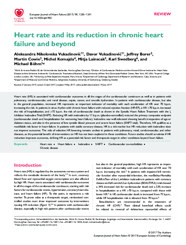 (PDF) Heart rate and its reduction in chronic heart failure and beyond