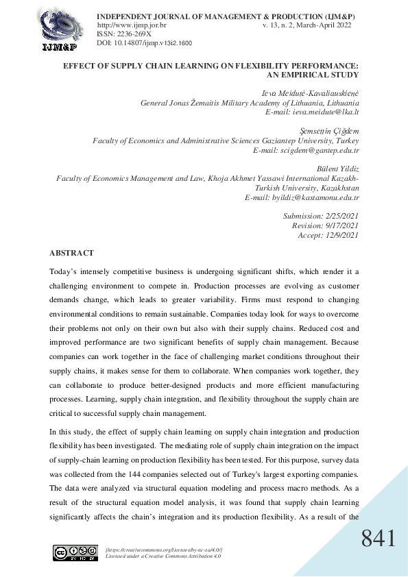 (PDF) The effect of supply chain learning on flexibility performance ...