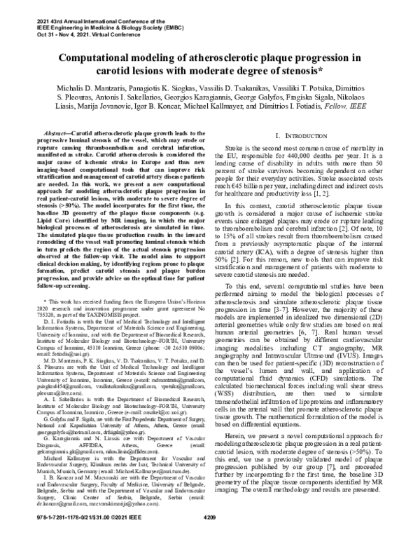 (PDF) Computational modeling of atherosclerotic plaque progression in ...